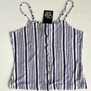 Chaser CW7793  Button Front Striped Tank Top